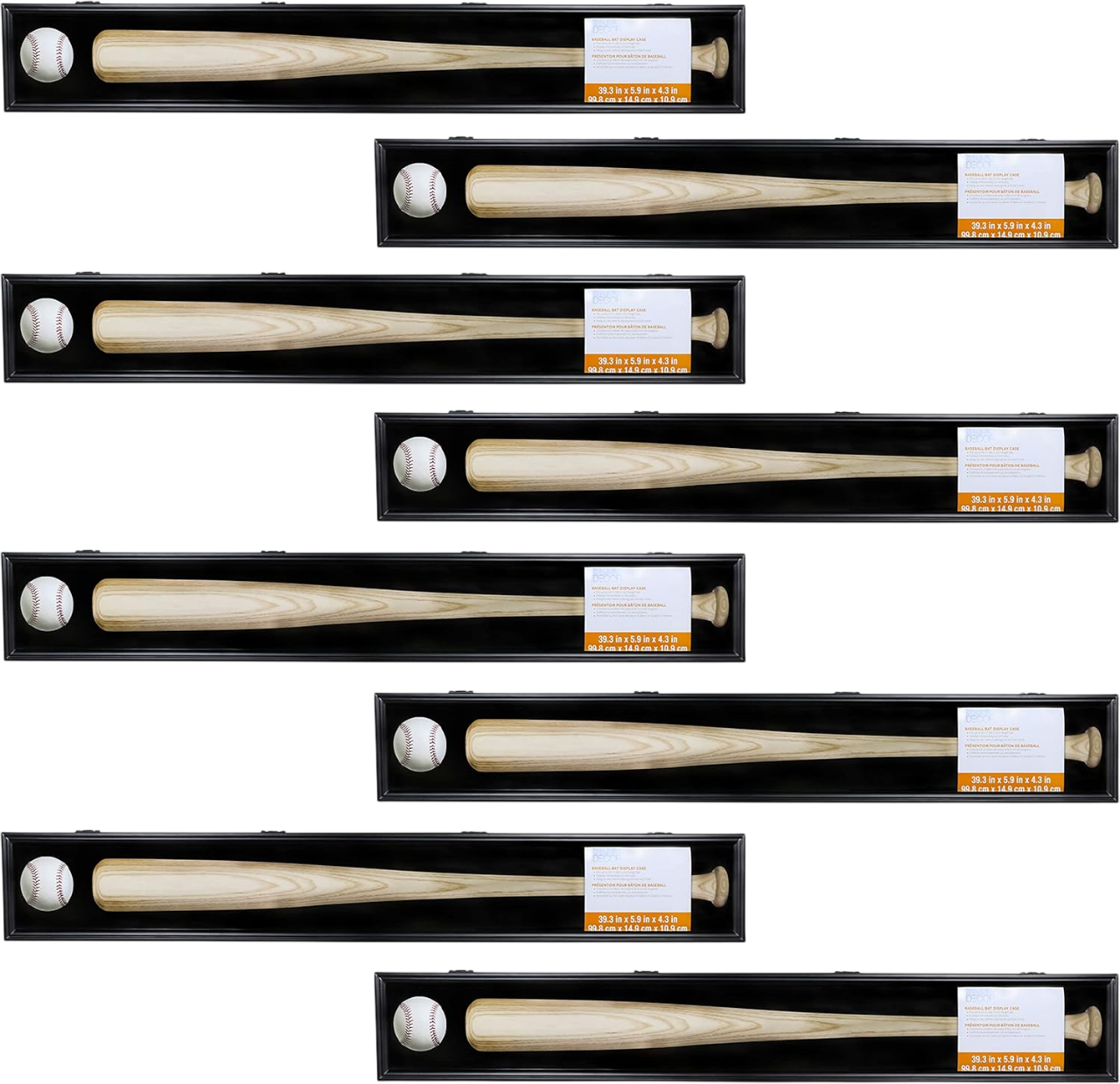 Baseball Bat Display Case, 8 Pack